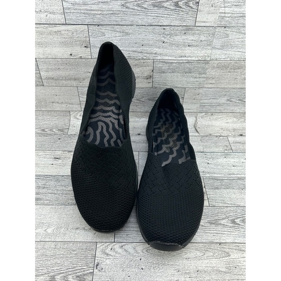 Skechers Shoes - Skechers Sport 49481 Black Knit Scalloped Slip On Walking Shoes Womens 9.5
